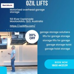 Motorised overhead garage storage