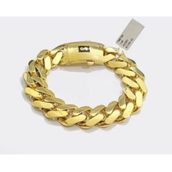 Real 10k Yellow Gold 17mm Monaco Bracelet 9 inch 10kt Unisex Men Women