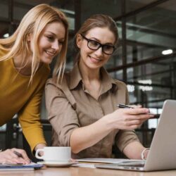 young-smiley-businesswomen-working-with-laptop-desk (1)