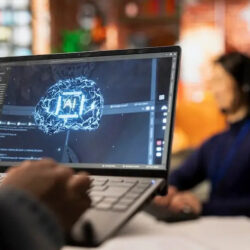 call-center-worker-using-ai-tech-laptop-reply-customers-closeup_482257-125822