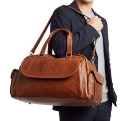 Leather duffle bag