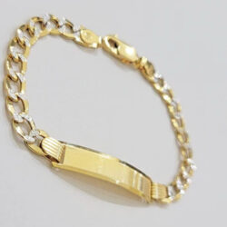 kids-real-10k-gold-bracelet-id-cuban-curb-link-two-tone-style-5mm-6-inch-baby-br-818144