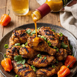 blackbeards-treasure-caribbean-style-medium-heat-hot-sauce-the-tail-end-with-chicken-wings