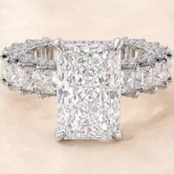 Radiant Cut Engagement Ring with Princess Cut Side Diamonds