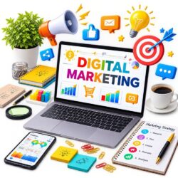 Colorful Digital Marketing Workspace Collage-250kb